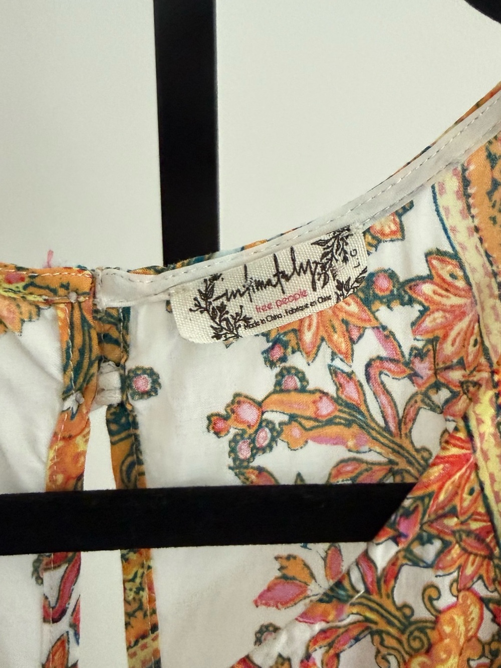 Free People White Paisley Border Mini Dress with Yellow & Blue Accents - Picture 4 of 5